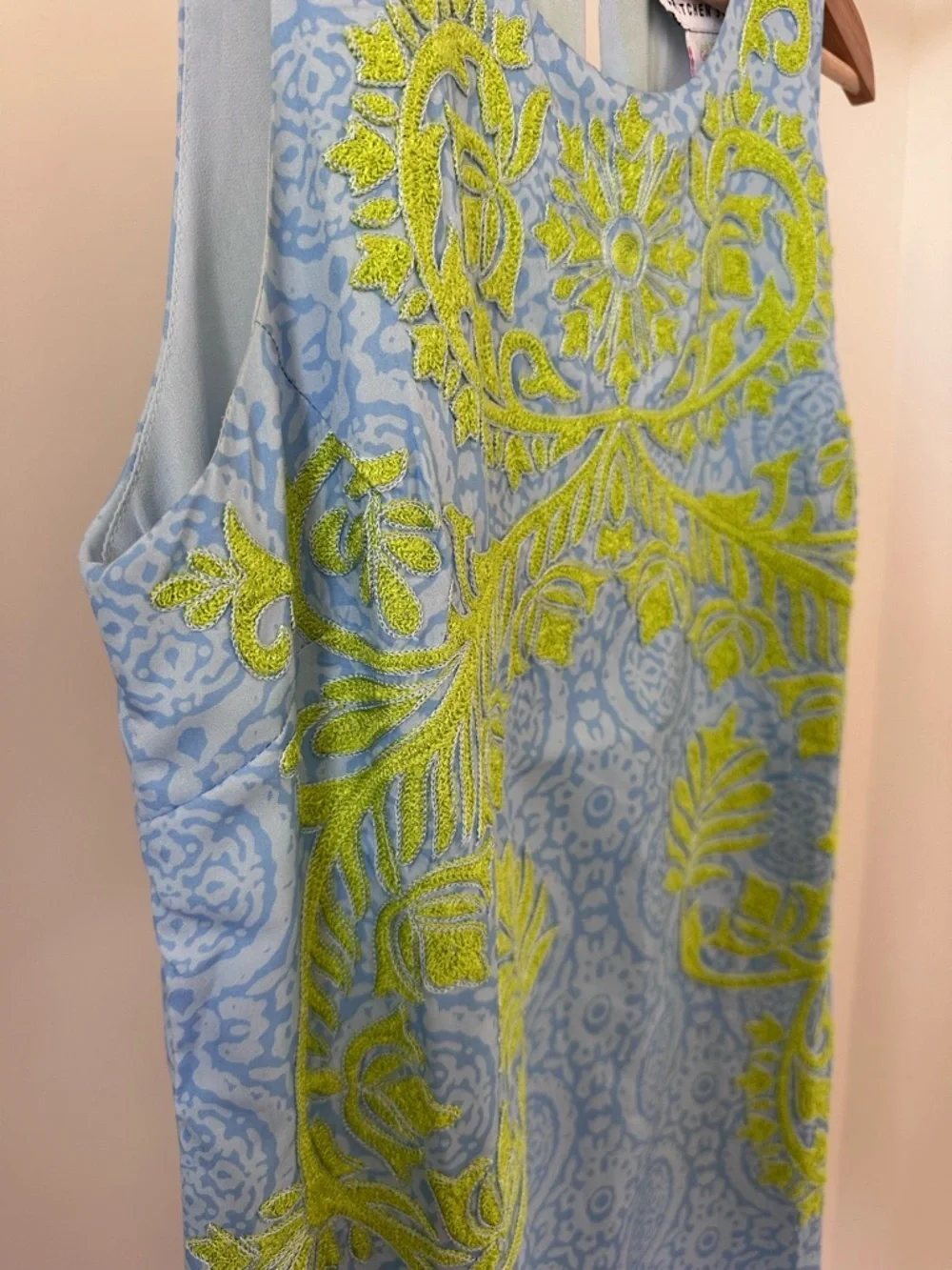 Gretchen Scott Light Blue Dress with Lime Green Embroidery - Picture 4 of 9